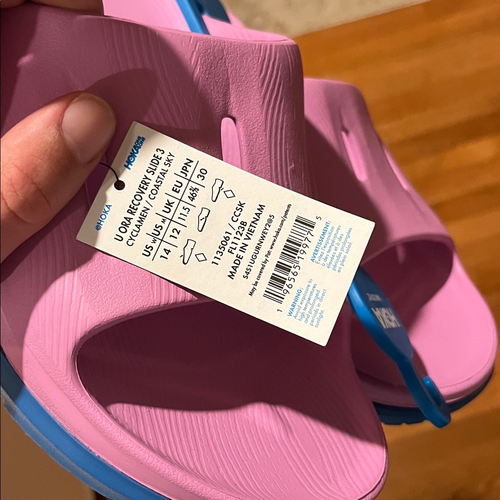 NEW Hoka Ora Recovery Slide 3 Slip On Sandals Cyclamen/ Coastal Sky - Picture 7 of 8